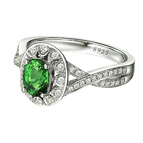 Bague Anneau Argent 925 Femme Alliance 4 Griffes avec Zircone Cubique Vert