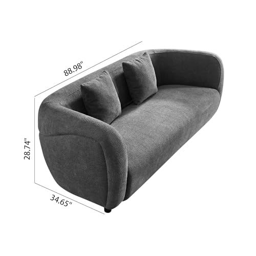 M MEETAKING 88.6\'\' Modern Texudo Sofa, 3-Seater Sofa with High Armrests, Luxury Curved Sofa, Oversized Boucle Sofa Couch, Modern Sofa for Living Room, Bedroom, Dining Room, Office, Guestroom (Beige)
