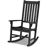 LDAILY Moccha Outdoor Rocking Chair, Acacia Wood Frame, Porch Rocker for Garden, Lawn, Balcony, Back