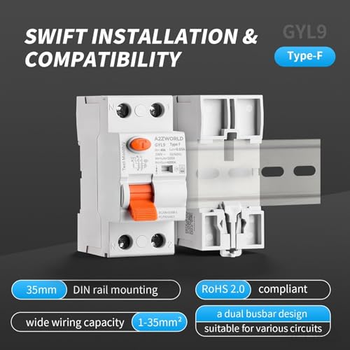 Fehlerstromschutzschalter Typ F 25A 300mA 1P+N 6kA, 2 Module, Selektiv 0,3A, Brandschutz, für Wechselrichter