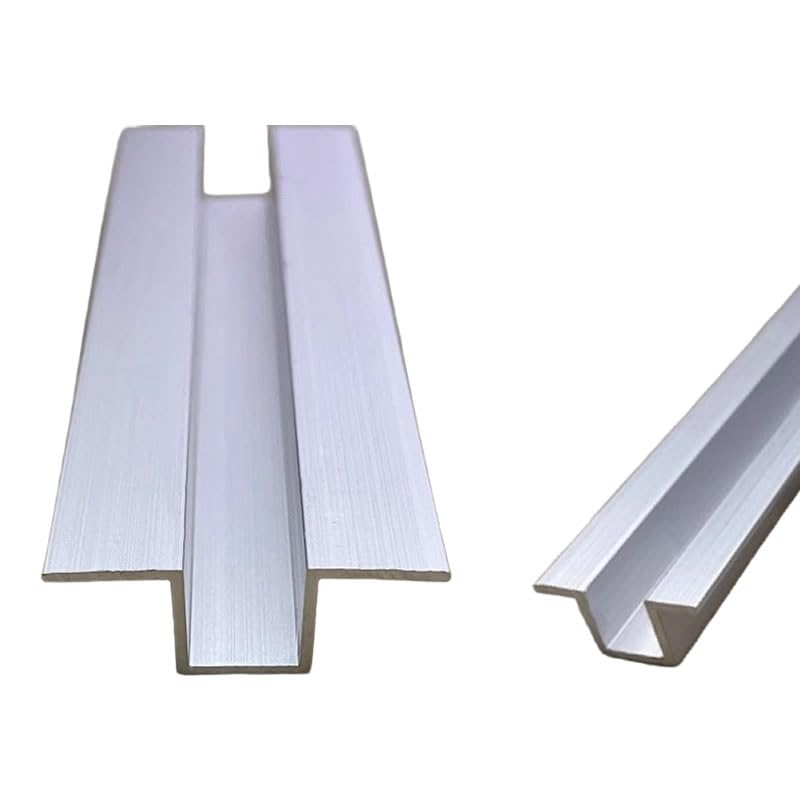 Perfil de canal en U de aluminio, 13 x 50 mm de ancho, 500 mm de largo, 2 piezas, ranura versátil de aluminio para proyectos de bricolaje, construcción y mejoras del hogar
