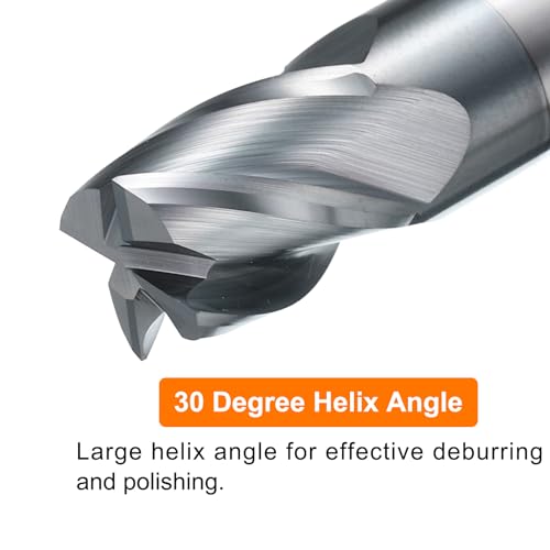 Image of HARFINGTON Carbide Square Nose End Mill Bit 1 /2 inch Cut Dia 4 Flutes TiAlN Coated Milling Cutter for Hardened Steel Metal (1 /2 inch Shank 5 /8 inch Cut Length 2-1 /2 inch Long 30 Degree Helix HRC53-55)