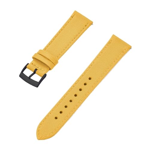 [AHDJHLQOR] Canvas Nylon Leather Quick Release Watch Strap 18mm 20mm 22mm Replacement Band for All Brand Watches(Yellow Black,18