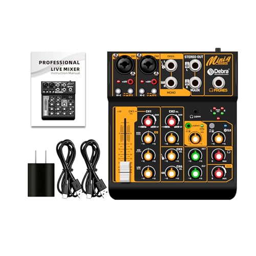 Audio Mixer D Debra Audio Mini4 Portable 4-Channel DJ Mixer Console, Sound Mixing Board with USB Bluetooth 48V Phantom Power, Audio Console for Live Wedding Party Recording Broadcast (Mini4) by D Debra - Image 9