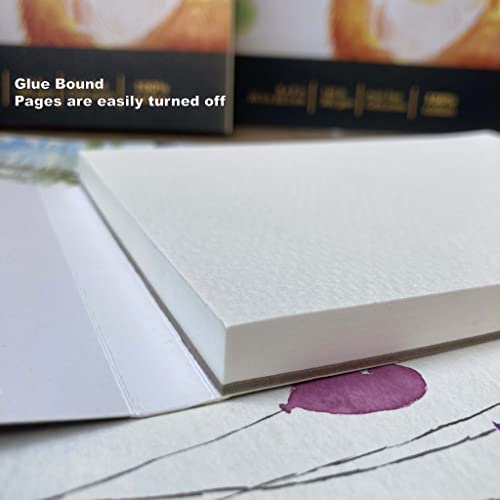 Tumuarta Watercolor Paper Pad 100% Cotton, 5X7”, 140 Lb, 300 Gsm, 20 Sheets, Natural White, Acid Free, Cold Press, Watercolor Mixed Media Sketch Books For Watercolors, Acrylic And More. #TOP5