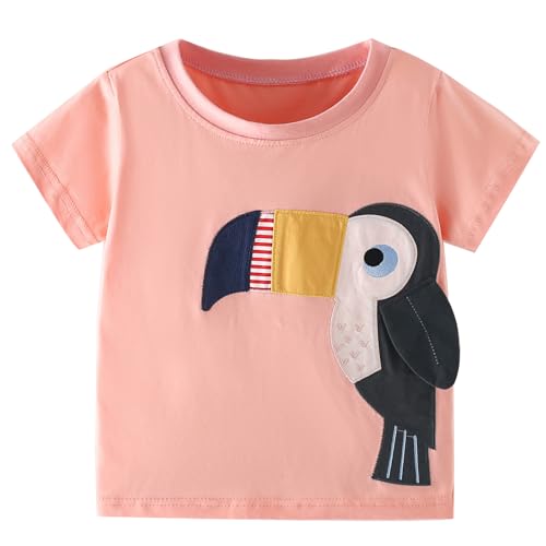 Toddler Girls Shirts Cotton T Shirts Kids Short Sleeve/Ruffle Long Embroidered Toddler Girls Tee Tops 2-8 Years.