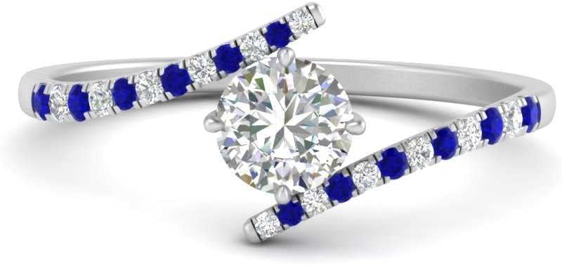 Choose Your Gemstone Bypass Modern Round Diamond CZ Ring 925 Sterling Silver Round Shape Side Stone Engagement Rings Lightweight Office Wear Everyday Gift Jewelry US Size 4 to 12
