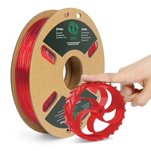 YOYI YOYI 3D Printer Filament, 1.75mm TPU, 0.5KG Spool, Transparent Red, High Elasticity, +/- 0.03mm Accuracy