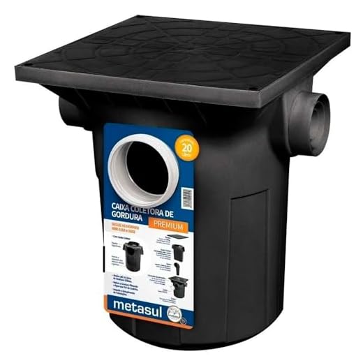 Caixa de Gordura 41x41x40cm Preta Metasul