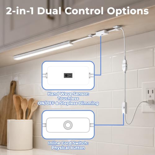 Image of ASOKO 12in Plug in Under Cabinet Light Hand Wave Sensor Kitchen Light