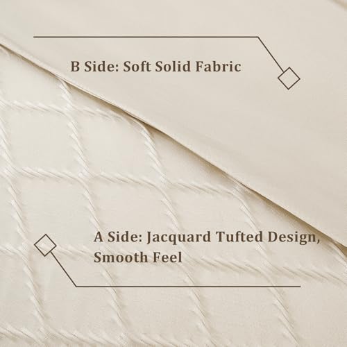 Edredón beige matrimonial jacquard de 7 piezas Yiran para cama completa 5