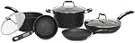 Ensemble de 8 pièces de casseroles antiadhésives Starfrit The Rock - Aluminium forgé durable - Compatible four - Sans PFOA - Facile à nettoyer - Noir
