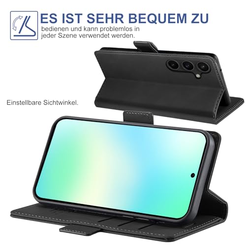 Giyer Handyhülle für Samsung Galaxy S24 FE Hülle mit Schutzfolie, Schutzhülle Galaxy S24 FE 5G PU Leder Wallet Flip Case Standfunktion… – Ansicht 5