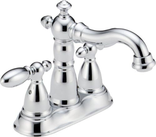 Delta Faucet Victorian Centerset Bathroom Faucet Chrome, Bathroom Sink Faucet, Diamond Seal Technology, Metal Drain Assembly, Chrome 2555-MPU-DST
