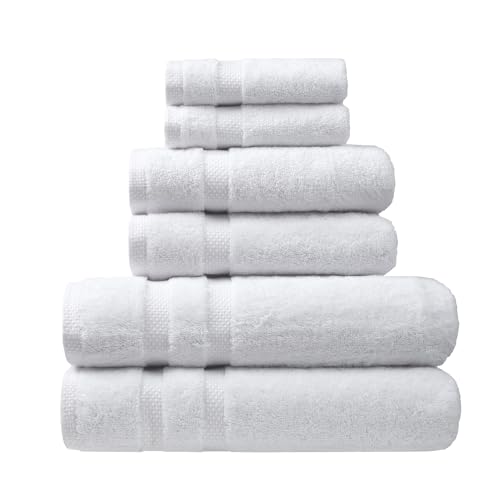 SOFE H&L | Olea Plush Turkish Cotton Bath Towel Set, 6-Piece | White