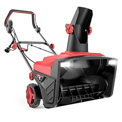 ECOMAX 19.5 Inch 15 AMP Corded Electric Snow Blower with Double LED Lights, Overload Protection, 180° Rotatable Chute, 2100 RPM, 30FT Throw Distance for Driveway Walking Path Yards, ELG10