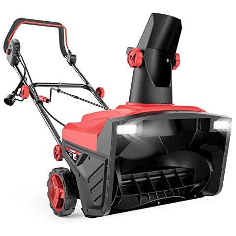 ECOMAX Powerful 120V Electric Snow Blower with Double LED Lights, 19.5 inch Clearing Width, 10 inch Clearing Depth, 30 Ft Throw Distance, 3000 RPM Lightweight, Efficient Snow Removal, Model: ELG10 Cover