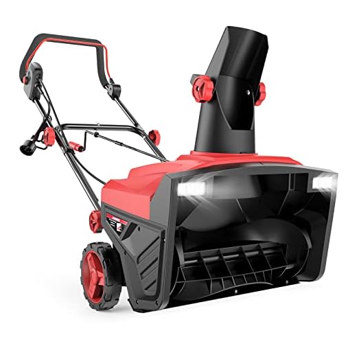 ECOMAX 19.5 Inch 15 AMP Corded Electric Snow Blower, with Double LED Lights, Overload Protection, 180° Rotatable Chute, Snow Thrower for Driveway Walking Path Yards, Model: ELG10, Black&Red
