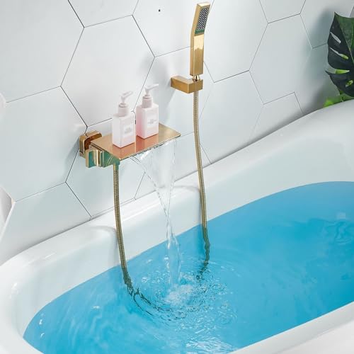 Mitigeur de douche et bain mural doré LWX avec douchette