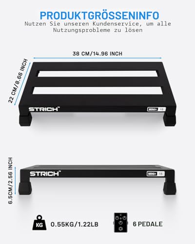 STRICH Gitarre Pedalboard aus Aluminiumlegierung 0,54 kg (superleicht) Effektpedalbrett 38 cm x 22 cm mit Tragetasche, MINI+ 15