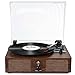 Vinyl Record Player with Built-in Speakers and USB,Belt-Driven Bluetooth Turntable with 3 Speed AUX Input Headphone Jack and RCA Output Vintage Wooden Coffee