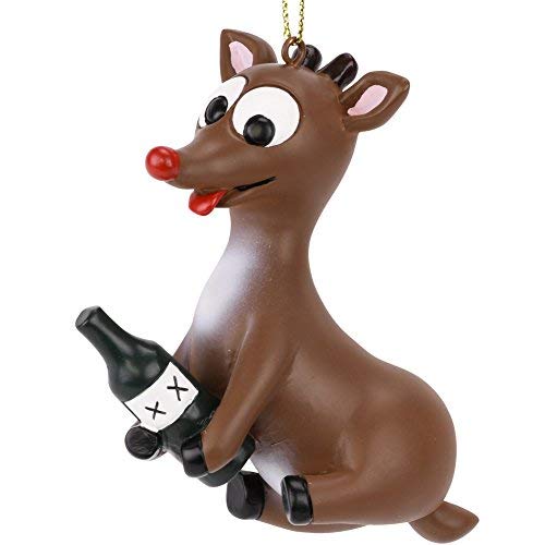 Tree Buddees Rowdy Rudolph Funny Liquor Bottle Adult Christmas Ornament #TOP6