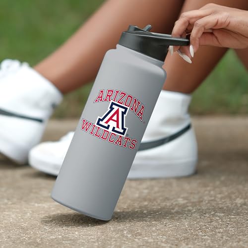Image of Logo Brands NCAA Arizona Wildcats Athletic 34 oz Stainless Steel Quencher Bottle - Double-Wall Insulated, No-Spill Lid, Easy Carry Handle - Keeps Drinks Cold For Hours