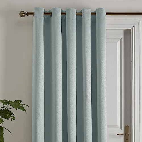 Fusion Duck Egg Blue Eyelet Curtain, W168 x L214cm, 1 Panel, Thermal Cotton Drape for Bedroom Living Room & Door - Image 2