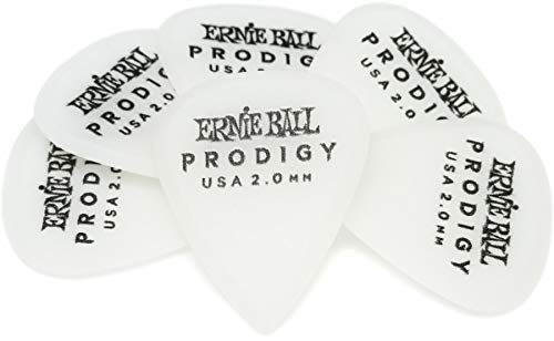 Ernie Ball Prodigy Guitar Picks, Standard, White 2.0mm, 6-pack (P09202)