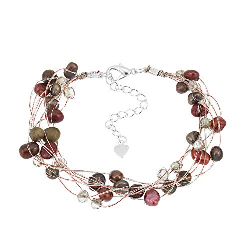 AeraVida Elegant Layers Fashion Cultured Freshwater Pearl Strand Bracelet | Pearl Bracelet | Adjustable Bracelets for Women | Freshwater Peral Bracelet | Bracelets for Women