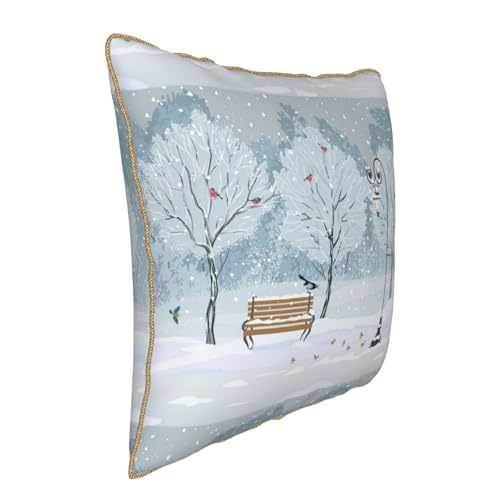 Housse de coussin en velours de qualité durable au design imprimé neige chic