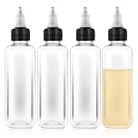 Qianyu 4 Pcs Oil Squeeze Bottles Small Dispenser Bottle with Twist Top Cap Liquid Condiment Container Leak-Proof Dispensing Bottles for Soy Sauce Vinegar Syrup Ketchup Crafts Kitchen Household
