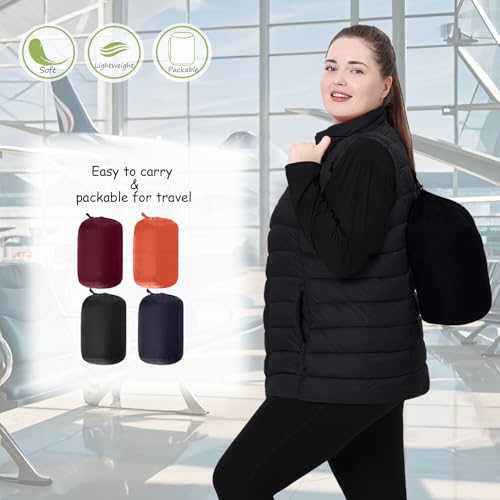 Women's Plus Size Lightweight Packable Puffer Vest 1X-6X Water-Resistant Quilted Puffy Vest4