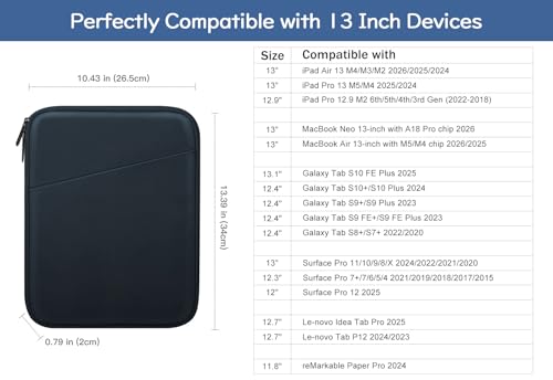 Image of Dadanism 13 Inch Tablet Sleeve Bag Carrying Case for iPad Pro 13 inch M5 /M4 2025 /2024, iPad Air 13 inch M4 /M3 2026 /2025, iPad Pro 12.9 inch, Galaxy Tab S10+ /S9 FE+ /S9+ 12.4 inch, Remarkable Paper Pro 11.8 inch, Indigo