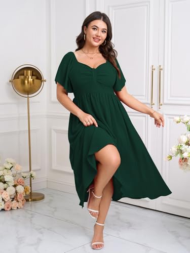 SCOMCHIC Women's Plus Size Maxi Dress Summer Short Sleeve Sweetheart Neckline A Line Wedding Guest Cocktail Dresses3