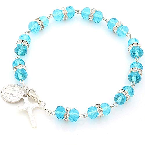 Lot de 4 bracelets chapelet extensible pour femme avec breloques en forme de croix et perles synthétiques réglables et élastiques pour homme et femme – vue 4