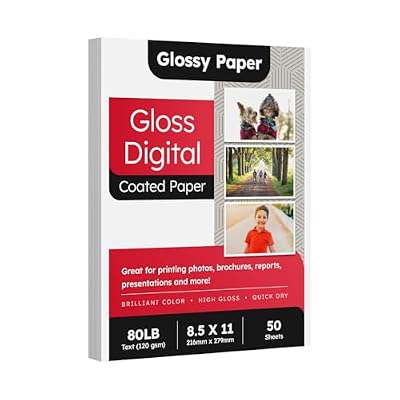 8.5 x 11 Double Sided Glossy Paper for Laser Printers Only (50 Sheets) - 80lb Text / 32lb Bond C2S Gloss Coated - Brochures, Flyers, Photos & Professional Projects - Acid-Free