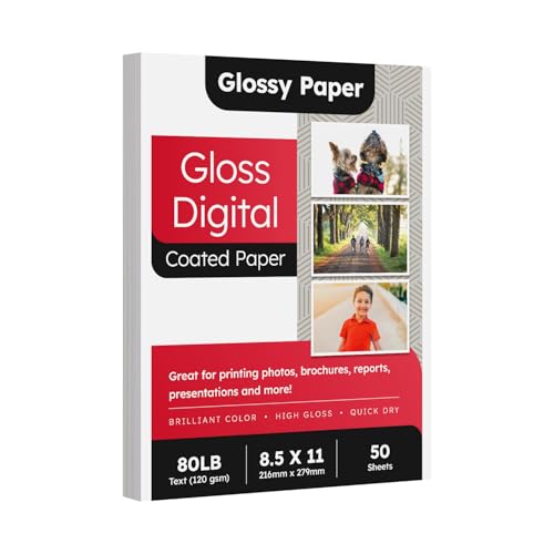 8.5 x 11 Double Sided C2S Glossy Paper for Full Color Laser Printing, Great for Photos Brochures