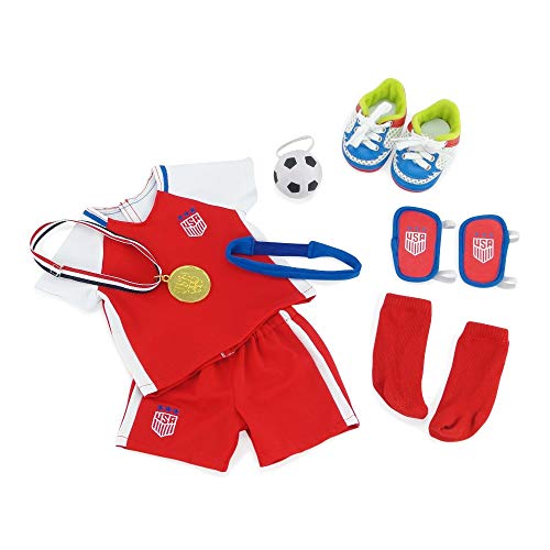 Emily Rose Doll Clothes 18 Inch Doll 9 Piece 18" Doll Usa Soccer Uniform Set, Including Gold Medal , Soccer Cleats & Face Stickers #TOP3