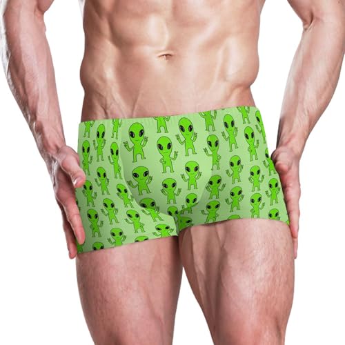 Cute Alien UFO Mens Swim Trunk Swimwear Bathing Suit Swim Brief Square Leg Board Short S B04040122