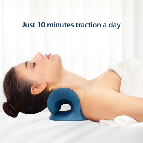 Image of Cozyhealth Neck Stretcher for Neck Pain Relief, Neck and Shoulder Relaxer Cervical Traction Device Pillow for TMJ Pain Relief and Muscle Relax, Cervical Spine Alignment Chiropractic Pillow (Dark Blue)