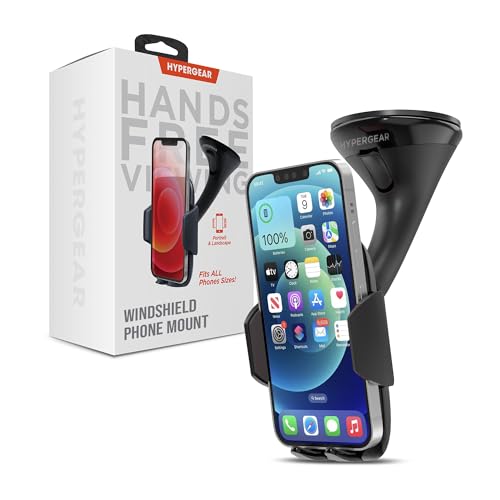HyperGear Universal Car Mount for Hands-Free Phone Calls and GPS Use,Compatible for iPhone 17,16,15, Samsung, Smartphones + More (Black)
