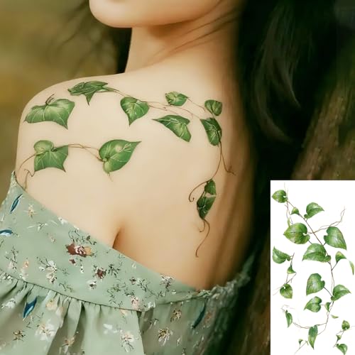 Image of 27 Sheets Watercolor 3D Rose Butterfly Temporary Tattoos For Women Thigh Leg Tattoo Sticker, Realistic Vine Leaf Flowers Fake Tattoos For Adults Forearm Half Arm Makeup Small Finger Tatoo Long Lasting