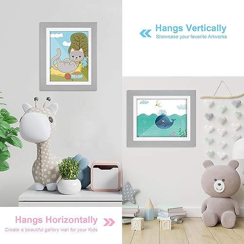 Image of [2-Pack] Kids Art Frames, 10x12.5 Front Opening Kids Artwork Frames Changeable, Gray Artwork Display Storage Frame for Wall, Holds 50 Pcs, for 3D Picture, Crafts, Children Drawing, Hanging Art,