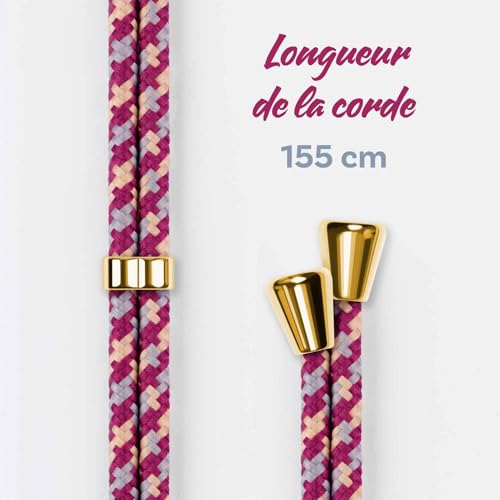 Coque cordon Samsung S25 chaîne téléphone collier rouge doré