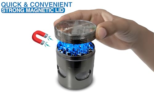 4-Piece spice Grinder, 2.7 Inch, Heavy-Duty Aluminum, (grey-metallic) - Image 4