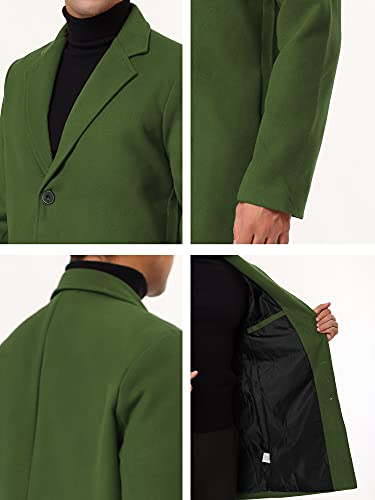 Lars Amadeus Men's Father's Day Green Trench Coat Slim Fit Winter Notched Lapel Single Breasted Long Jacket Overcoat Large Green #TOP5