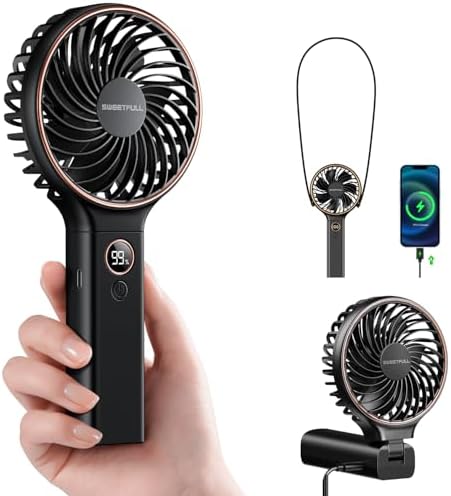 SWEETFULL Handheld Portable Fan, 5000mAh Rechargeable Battery, 6 ...