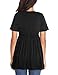 PrettyLife Womens Flattering Maternity Tops Comfy Short Sleeve Pleated Pregnancy Shirt (Black, X-Large)