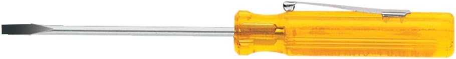 Klein Tools A131-2 1/8-Inch Flat Head Screwdriver with Keystone Tip, Pocket Clip, 2-Inch Round Shank and Comfordome Handle 1/8-Inch Inch Tip 2-Inch